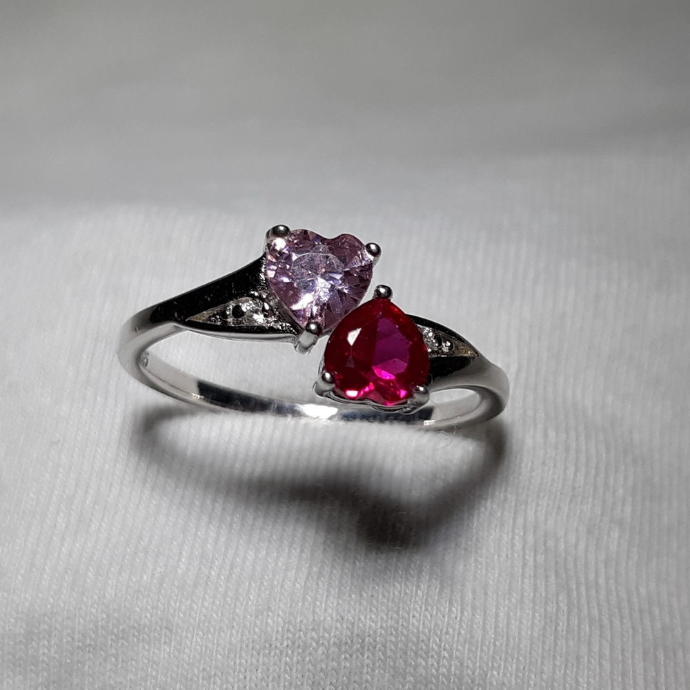 .925 Sterling Double Heart Ring